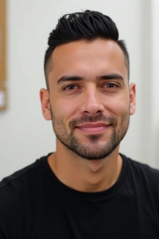 an oblong-faced man with buzz cut hairstyle frontal face