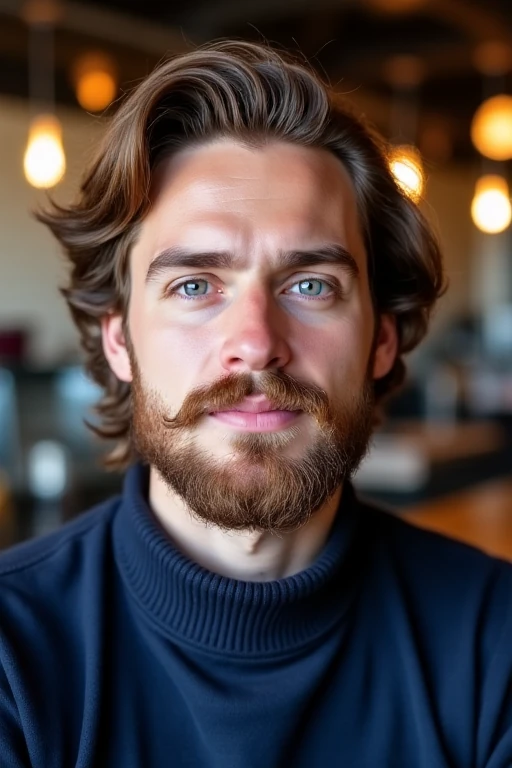 an oblong-faced with medium-length waves hairstyle